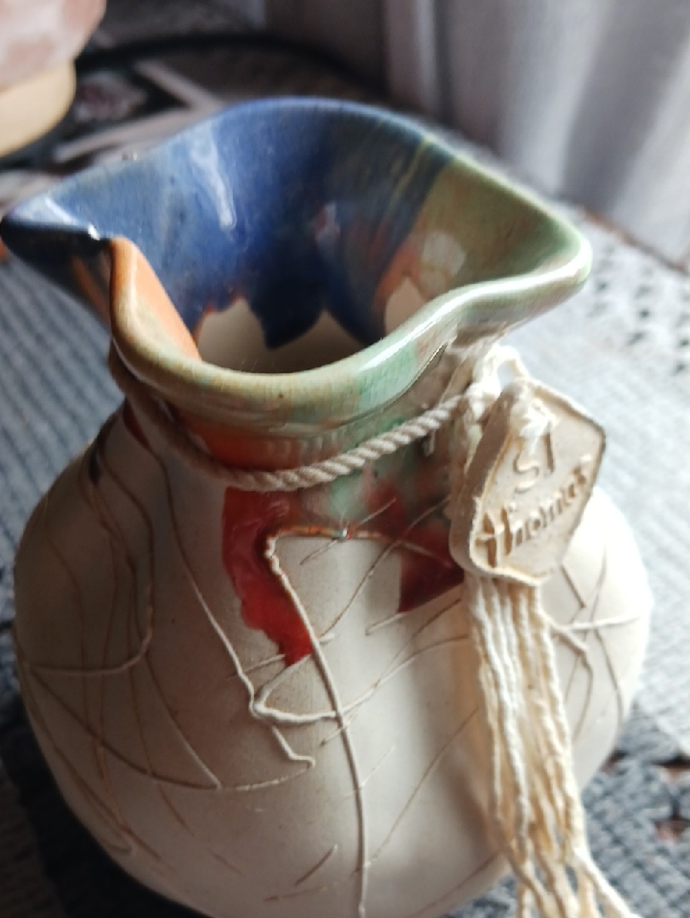 Handcrafted Ceramic Vase with Multicolor Glaze